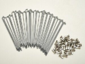 kit 40 spokes and nipples polished steel diameter 2,5 mm length 140 mm 90° new